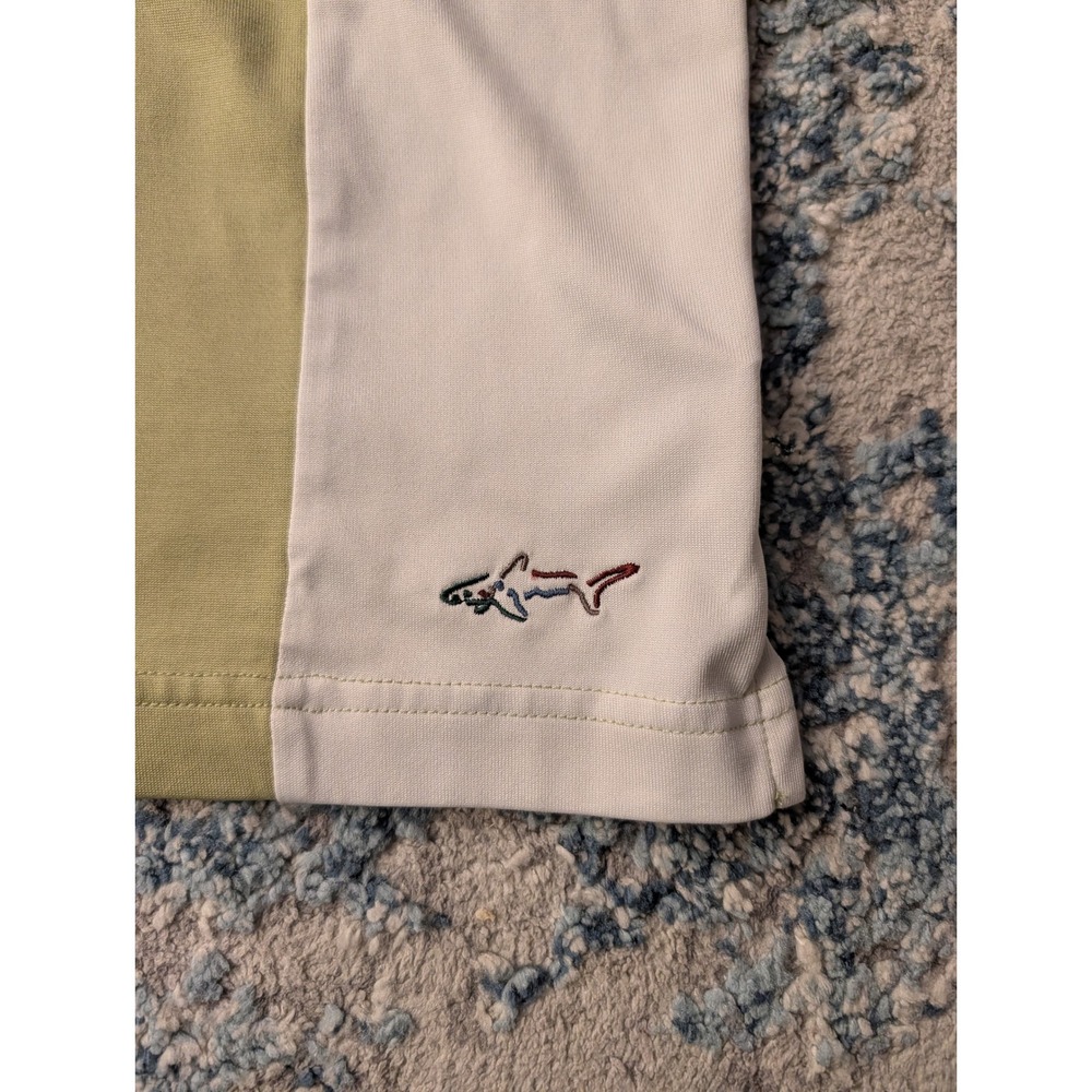 Greg Norman Mens XL Golf Polo Shirt Sage Green White Colorblock Shark Logo XL/TG - Picture 3 of 9